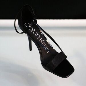 Calvin Klein Mackenzie Black 4 Inch Heeled Sandal Womens Shoes Size 7.5